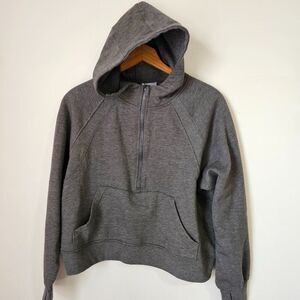 EUC TRANE GREY FUNNEL NECK HOODIE SEMI CROPPED SIZE M